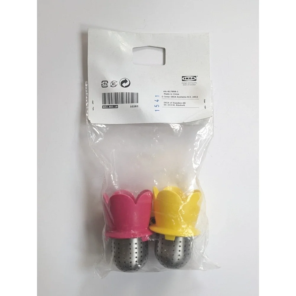 IKEA VAGRAT Flower Themed Stainless Steel Tea Infusers Set of 2 Pink Yellow NIP‎